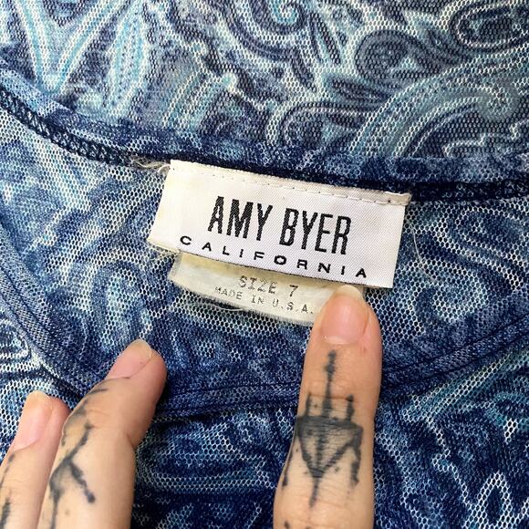 Amy Byer Vintage 90s USA Sheer Hippie Boho Fairy Lettuce Hem Short Sleeve Dress - Picture 11 of 12